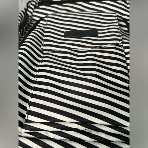 Ju-Ju-Be Be Right Back Black and White Striped Diaper Bag Backpack - Picture 3 of 16